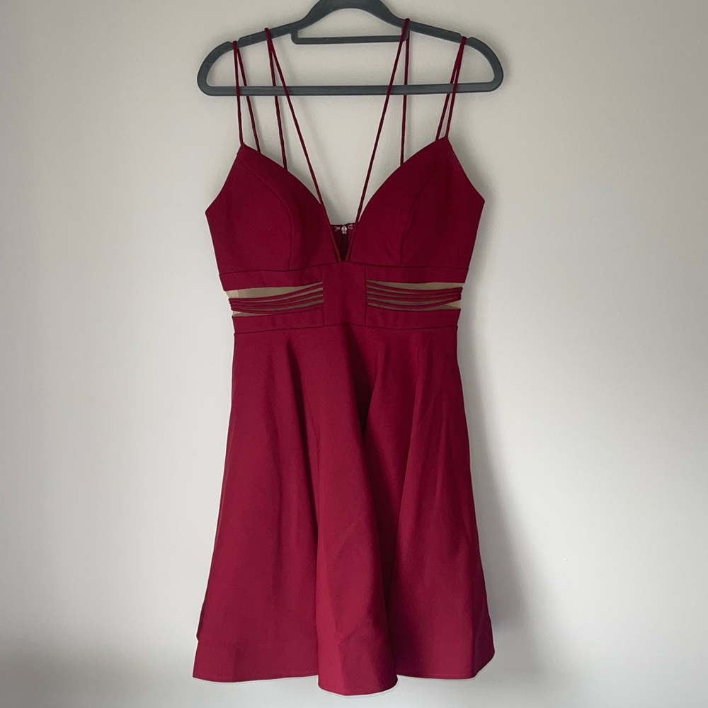 Sherri Hill Short A-Line Red Dress with Pockets